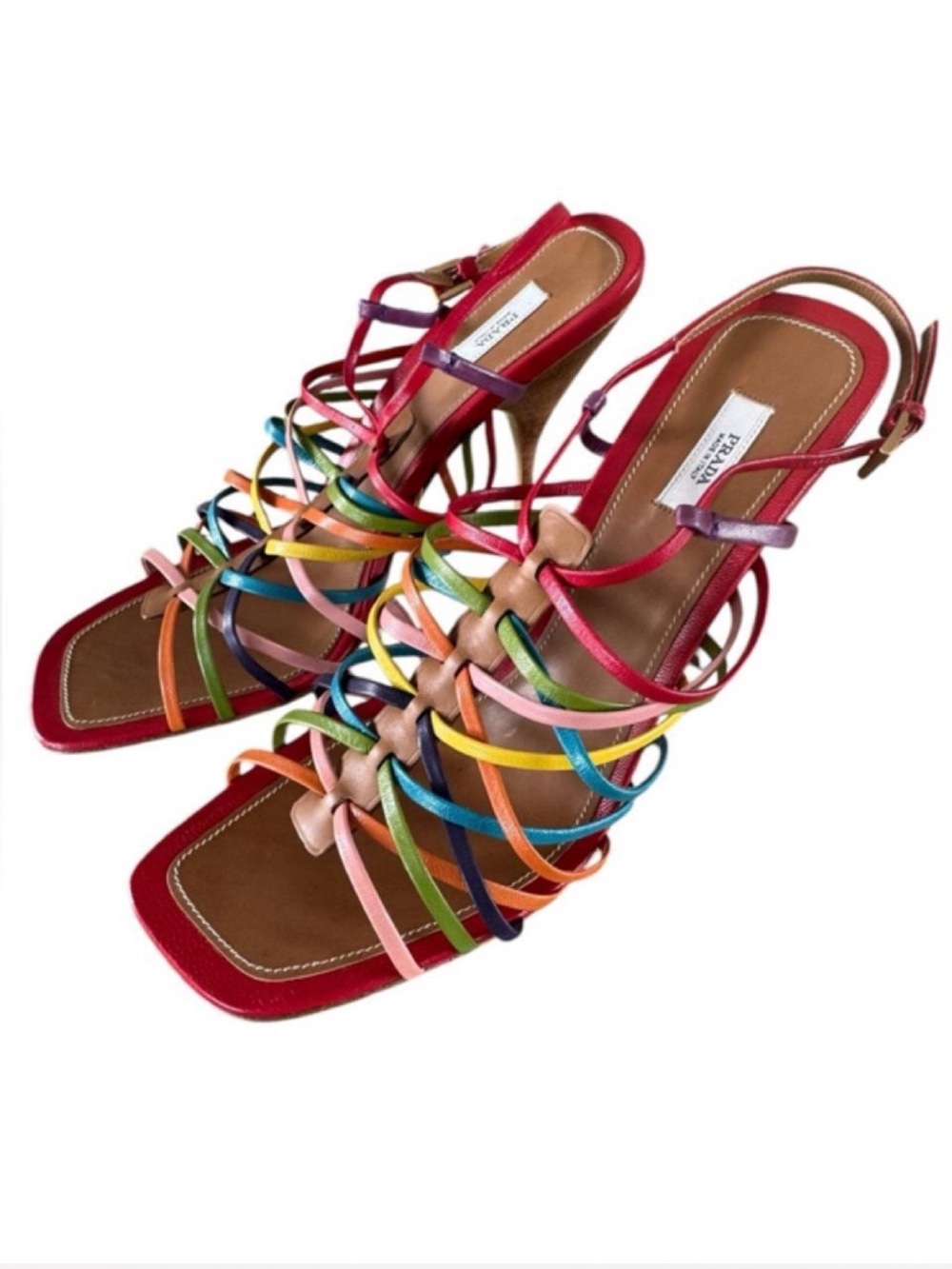 Vintage Prada Rainbow Strappy Heeled Sandals